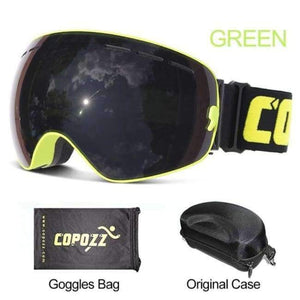 Planet Gates Green frame with box / China Ski Goggles Men Women Snowboard Goggles Glasses for Skiing UV400 Protection Snow Skiing Glasses Anti-fog Ski Mask