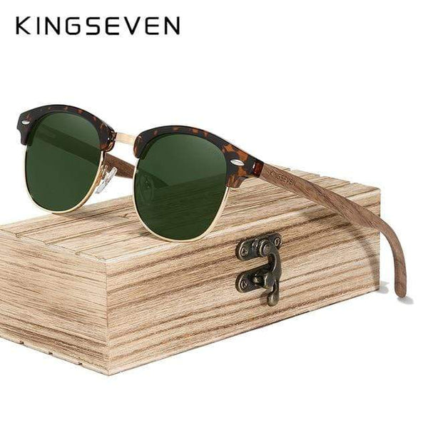Planet Gates Green G15 / China Retro Fashion Style Handmade Black Walnut Wooden Sunglasses Men Women 100%Polarized UV400  Lens Semi-Rimless Eyewear