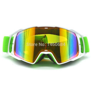 Planet Gates Green Goggle Tinted UV Stripe Motorcycle Goggles Motocross Bike Cross Country Flexible Goggles Snow Ski Lunette