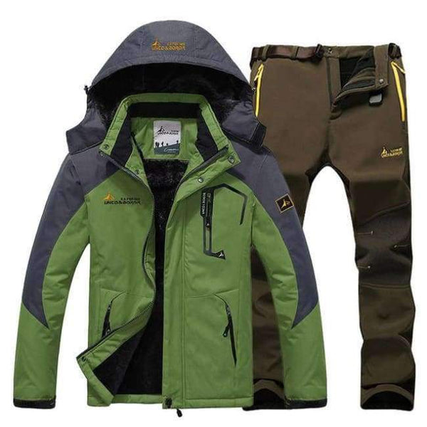 Planet Gates green green pant / XL Winter Ski Jacket suits Men Waterproof Fleece Snow Jacket Thermal Coat Outdoor Mountain Skiing Snowboard Jacket Pant suits L-5XL