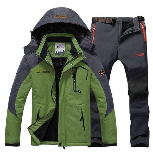 Planet Gates green grey pant / XL Winter Ski Jacket suits Men Waterproof Fleece Snow Jacket Thermal Coat Outdoor Mountain Skiing Snowboard Jacket Pant suits L-5XL