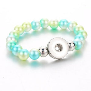 Planet Gates green Handmade Snap Button Bracelet 10mm Imitation Pearls Beads Snap Jewelry Fit 18mm Snap Button Jewelry Beaded Bracelet