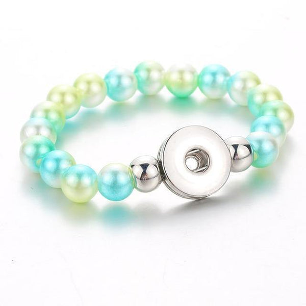 Planet Gates green Handmade Snap Button Bracelet 10mm Imitation Pearls Beads Snap Jewelry Fit 18mm Snap Button Jewelry Beaded Bracelet
