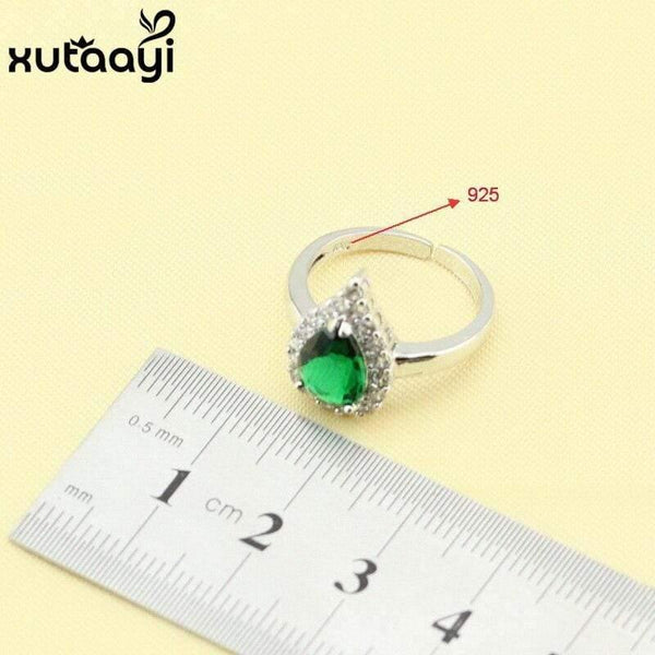 Planet Gates Green Imitated Emerald  925 Silver Jewelry Sets Wedding Earrings Necklace Pendant For Women