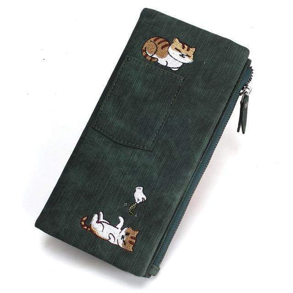 Planet Gates Green Jeans Style Women Wallet Long Zipper Girl High Grade Pu Leather Phone Case Female Card Holder Wallet