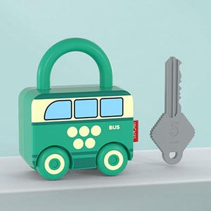 Planet Gates Green Kids Learning Locks with Keys Educational Preschool Numbers Matching & Counting Montessori Car Toys Teaching Aids Toys Games