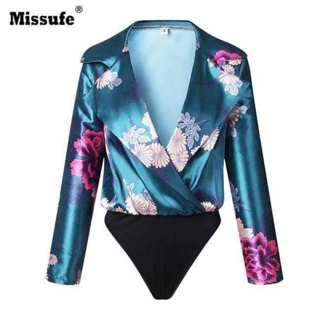 Planet Gates Black / L 7 Colors Notched Elegant Floral Printed Women Bodysuits 2018 Summer Casual Short Jumpsuit Female Overalls Party Bodysuit