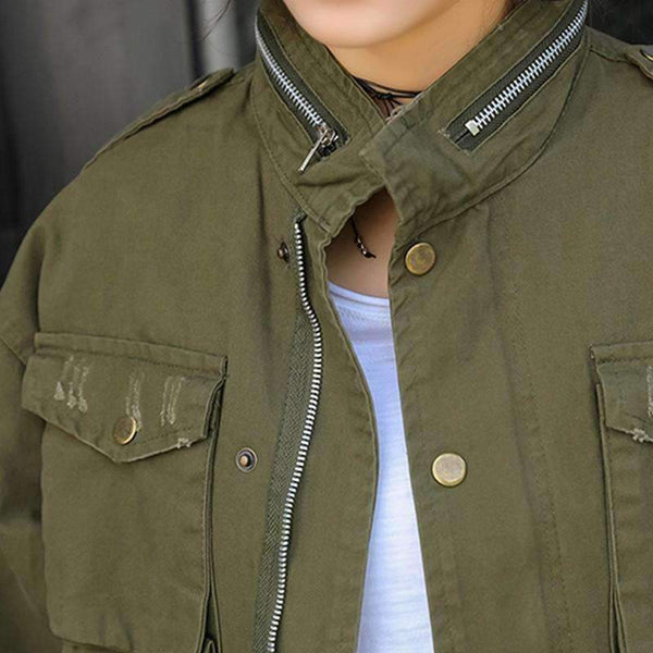 Planet Gates Green / L Autumn Printing Windbreaker Female Long Sleeve Jaqueta Feminina New Slim Korean Style Army Green Jacket Women S-L