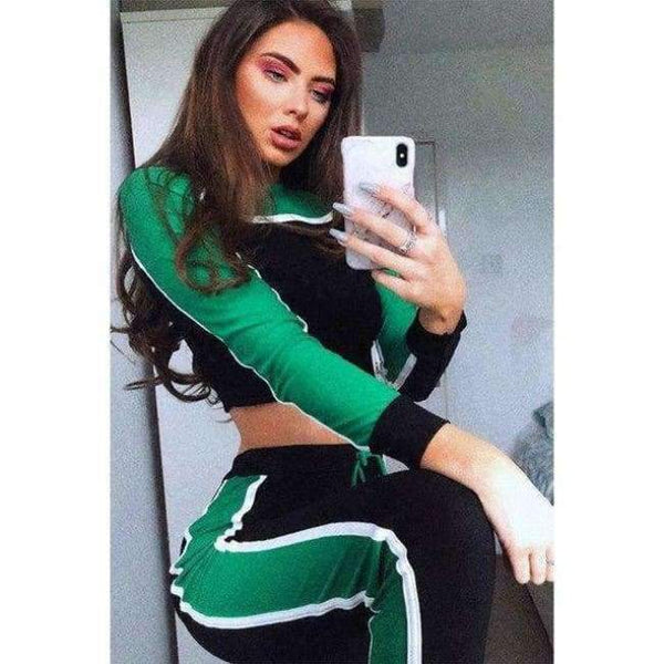 Planet Gates Green / L Color Women Suit 2018 Women Set Autumn 2 Piece Set Women Sporting Tracksuit Sportswear Two Piece Set Sweatshirt Set