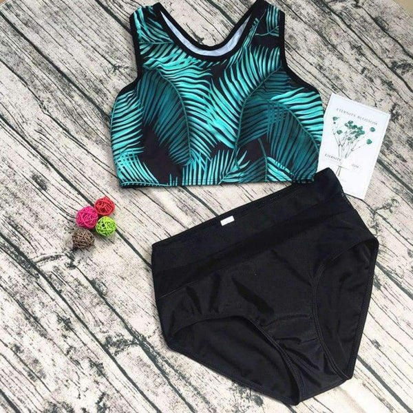 Planet Gates Green / L Swimwear women Falbala vest bodysuit plus size swimwear high waist swimwear women maillot de bain grossesse JL 11