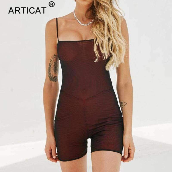 Planet Gates Green / L Transparent Sexy Rompers Womens Jumpsuit Strapless Backless Bandage Bodycon Playsuit Party Jumpsuits For Women 2018