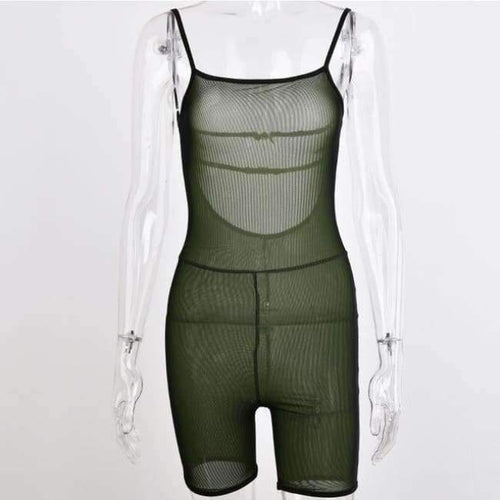 Planet Gates Green / L Transparent Sexy Rompers Womens Jumpsuit Strapless Backless Bandage Bodycon Playsuit Party Jumpsuits For Women 2018