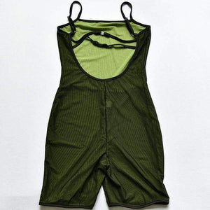 Planet Gates Green / L Transparent Sexy Rompers Womens Jumpsuit Strapless Backless Bandage Bodycon Playsuit Party Jumpsuits For Women 2018