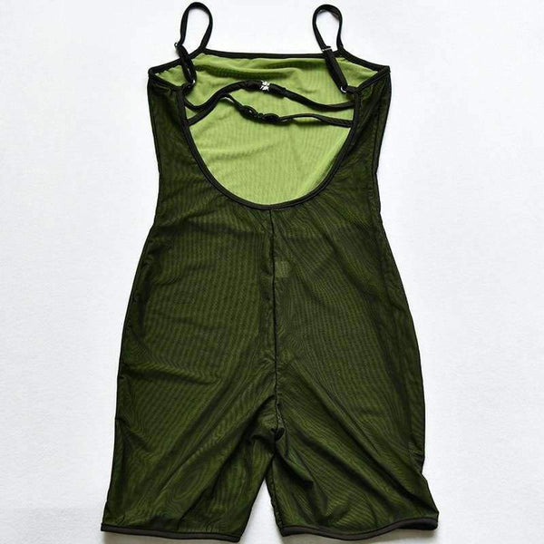 Planet Gates Green / L Transparent Sexy Rompers Womens Jumpsuit Strapless Backless Bandage Bodycon Playsuit Party Jumpsuits For Women 2018