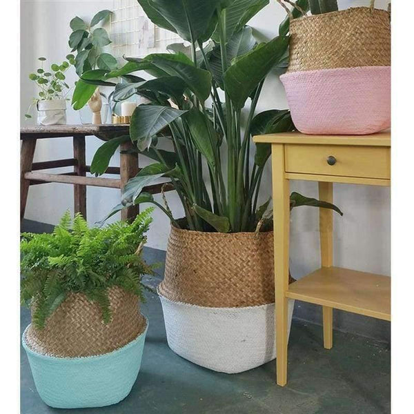 Planet Gates Green Laundry Basket 22*19cm Folding Flower Pot Sea Grass Storage Hanging Vase Home Garden Planter Dirty Clothes Organization