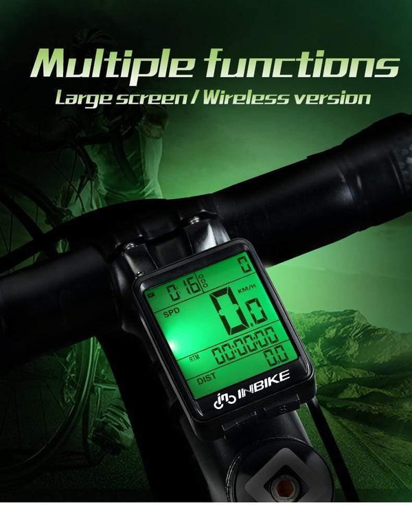 Planet Gates Green Light-Wireless Waterproof Bicycle Computer Wireless And Wired MTB Bike Cycling Odometer Stopwatch Speedometer Watch LED Digital Rate