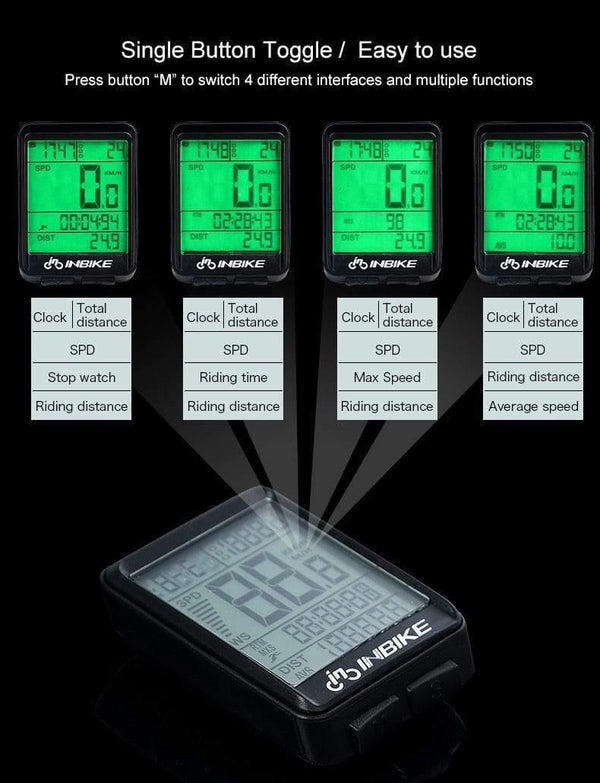 Planet Gates Green Light-Wireless Waterproof Bicycle Computer Wireless And Wired MTB Bike Cycling Odometer Stopwatch Speedometer Watch LED Digital Rate