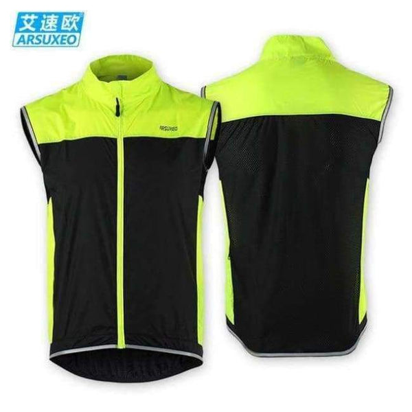 Planet Gates Green / M ARSUXEO Men's Cycling Vest with Reflective Stripe Windproof Outdoor Sports Sleeveless Jacket for Running MTB Bike Bicycle Vest