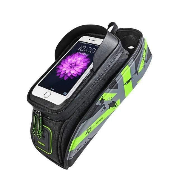 Planet Gates Green / M Bicycle Bike Bags Rainproof Touch Screen Cycling Top Front Tube Frame Bags 5.8/6.0 Phone Case Bike Accessories