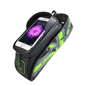Planet Gates Green / M Bicycle Front Top Tube Bag Cycling Bike Frame Saddle Package For Mobile Phone Waterproof Touch Screen Bike Accessories