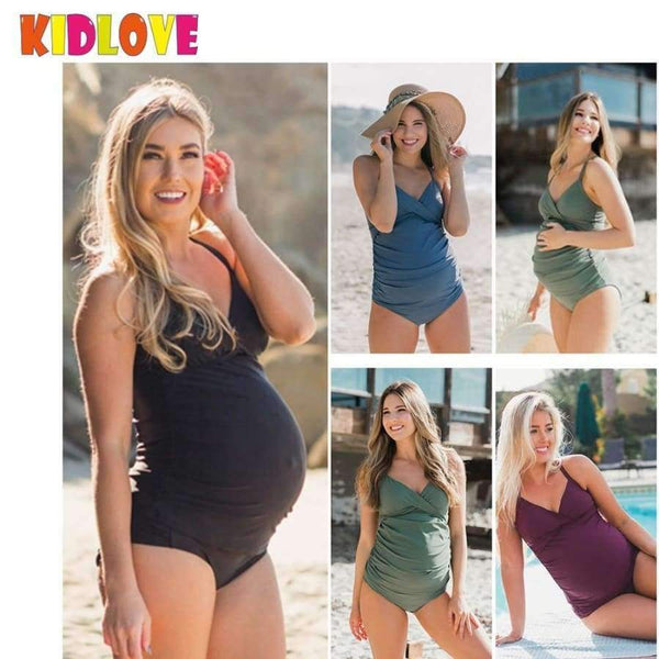 Planet Gates green / M Large Size Maternity Swimwear Comfortable Pregnant Women Swimsuit Pure Color Jumpsuit Beach Wear Pregnancy Clothes Gift