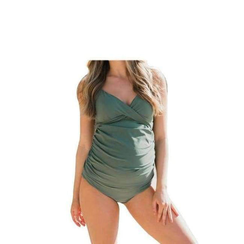 Planet Gates green / M Large Size Maternity Swimwear Comfortable Pregnant Women Swimsuit Pure Color Jumpsuit Beach Wear Pregnancy Clothes Gift