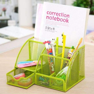 Planet Gates Green Metal Mesh Desktop Office Pen Holder Iron Desk Organizer for Scissors Ruler Stationery School Supplies Accessories