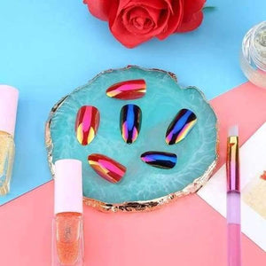 Planet Gates Green Nail Art Plate Natural Resin Stone Acrylic Gel Polish Display Showing Board Drawing Color Palette Manicure Display Tool