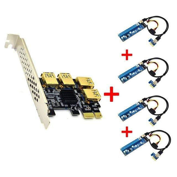 Planet Gates Green NEW add in card PCIe 1 to 4 PCI express 16X slots Riser Card PCI-E 1X to 4 PCI-e slot Adapter USB 3.0 Port Multiplier for Mining