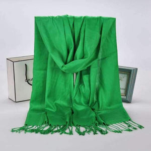 Planet Gates Green New Winter Women 60cm*170cm Black Red Solid Color Muslim Hijab Foulard Viscose Scarf Wrap With Tassel
