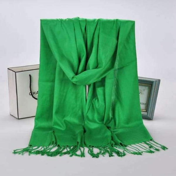 Planet Gates Green New Winter Women 60cm*170cm Black Red Solid Color Muslim Hijab Foulard Viscose Scarf Wrap With Tassel