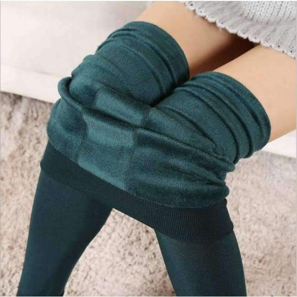 Planet Gates Green / One Size Winter Autumn Leggings Women's Warm Leggings High Waist Thick Velvet Legging Solid Black Leggings Warm Pant for Women