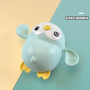 Planet Gates Green penguin Baby Bath Toys Animal Cute Cartoon Tortoise Crab Classic Baby Water Toy Infant Swim Chain Clockwork Toy For Kid 2021 Newest