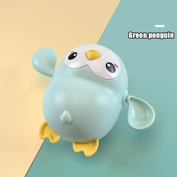 Planet Gates Green penguin Baby Bath Toys Animal Cute Cartoon Tortoise Crab Classic Baby Water Toy Infant Swim Chain Clockwork Toy For Kid 2021 Newest