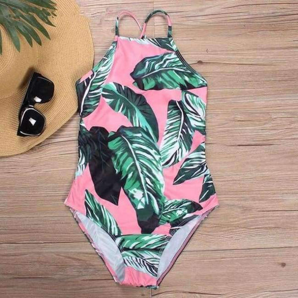 Planet Gates Green Pink / L Women Floral Print One Piece Swimwear For Beach Wear Bathing Suits Female's High Quality Sexy Swimsuits