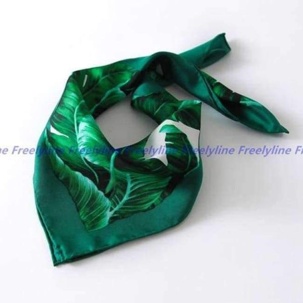 Planet Gates Green Printed Small Square Silk Scarf Women Neckerchief 100% Silk Twill Scarves & Wraps Bandana Foulard Fabulous Accessories