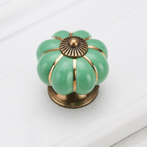 Pumpkin Ceramic Handles 40mm Drawer Knobs Cupboard Door Handles Single Hole Cabinet Handles with screws Furniture Handles