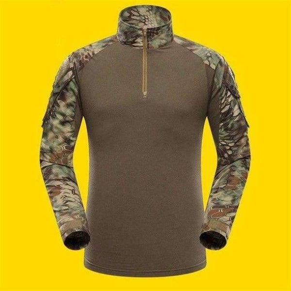 Planet Gates Green python pattern / L Hunting Clothes Outdoor Sports Men Military CamouflageSoldiers CombatT-Shirt Long Sleeve Frog T-Shirts