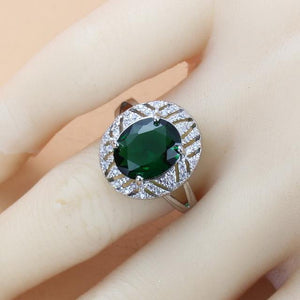 Planet Gates Green  Ring / 9 Wedding Costume 925 Sterling Silver 6-Color Big Jewelry Sets With Natural Stone CZ Green Accessories Clip Dangle Earrings And Ring Sets
