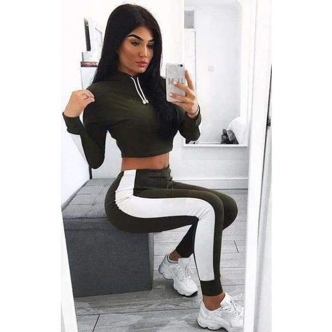 Planet Gates Autumn Women Two Piece Set Tracksuit Outfits Sport Suits Woman 2 Piece Pants Sets Women Striped Hoodies Sweatshirt Crop Top