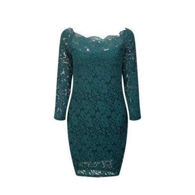 Planet Gates Black / S Maxfresh 2018 Women Long Sleeved Lace slach neck Dress