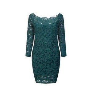 Planet Gates Green / S Maxfresh 2018 Women Long Sleeved Lace slach neck Dress
