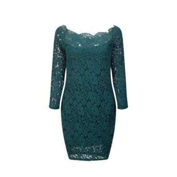 Planet Gates Green / S Maxfresh 2018 Women Long Sleeved Lace slach neck Dress
