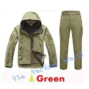 Planet Gates Green / S Military Softshell Jacket Pants Windbreaker Waterproof Hoodie Clothes Hunting Camo Suit Coat