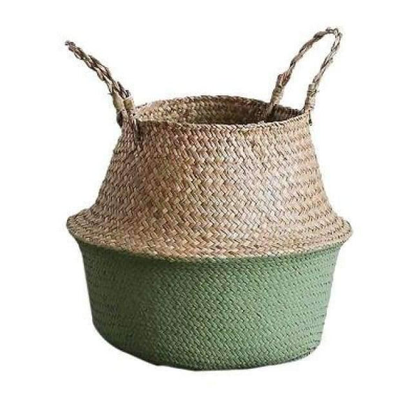 Planet Gates Green / S Seagrass Wicker Basket Storage Laundry Basket Woven Folding Handmade Flowerpot Planter Clothes Toy Home Organization