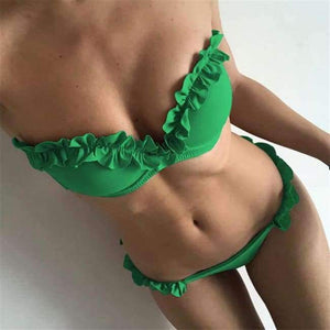 Planet Gates Green / S Sexy Flowers Bikinis Women Swimsuit Push Up Bikini Ruffle Swimwear Brazilian Bathing Suit Beachwear Swimming Suit For Women