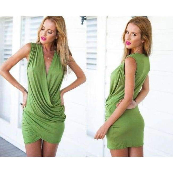Planet Gates Green / S Women dresses sexy deep v neck mini party dresses for women 2017 summer night event sheath straight female dresses