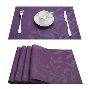 Planet Gates Green Set of 4 PVC Flower Pattern Placemats for Dining Table Runner Linens place mat in Kitchen Accessories Cup Wine mat