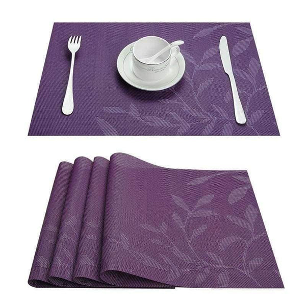 Planet Gates Green Set of 4 PVC Flower Pattern Placemats for Dining Table Runner Linens place mat in Kitchen Accessories Cup Wine mat