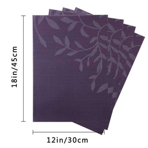 Planet Gates Green Set of 4 PVC Flower Pattern Placemats for Dining Table Runner Linens place mat in Kitchen Accessories Cup Wine mat